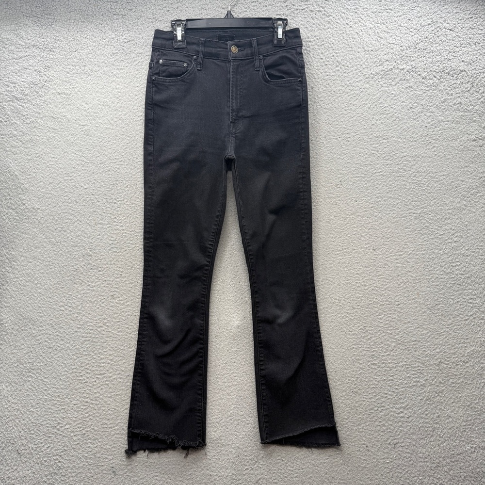 Mother Insider Crop Step Fray Not Guilty Jeans Black Lightweight Frayed Denim 25